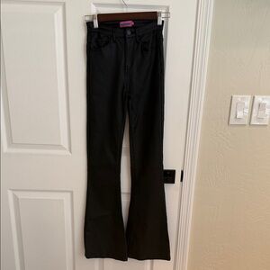Black High-Waist Flared Jeans Leatherlike Edikted Size XS Women’s